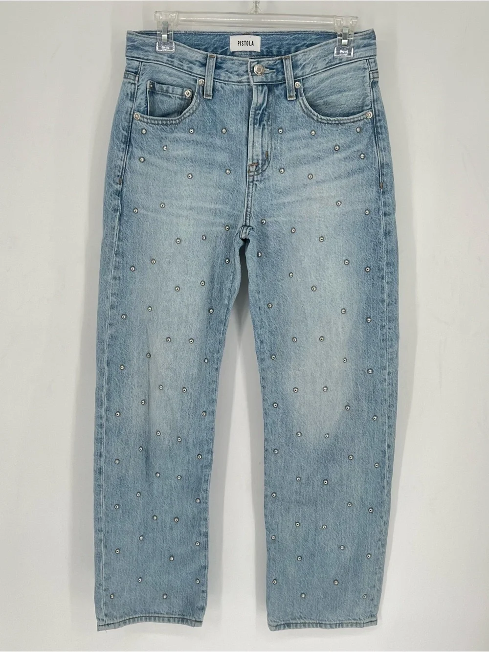 Pistola Lexi Mid-Rise Bowed Straight-Leg Jeans 25 Vintage Wash - Picture 4 of 15